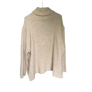 Zara Pullover Sweater Tan Size M Shawl Collar V Neck Winter Casual Work thumbnail 3