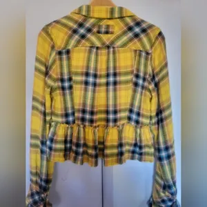 Free People we the Free Women's Rufled Up Plaid Shirt Jacket Size XS thumbnail 3