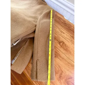 Sandro Straight Cut Brushed Wool Coat Double Breasted Long Camel Brown 36 S thumbnail 16