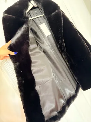 ZARA Black Faux Fur Coat Plush Glam Party Evening Quiet Luxury Statement Jacket XS thumbnail 7