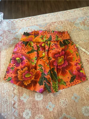 NWT FARM RIO blooming garden shorts orange boho tropical beach vacay floral sz M thumbnail 5