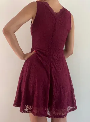 Charlotte Russe Red Wine Dress Lace thumbnail 5