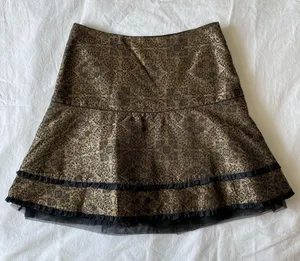 Talbots Gold Brown Patterned Peplum Skirt thumbnail 2