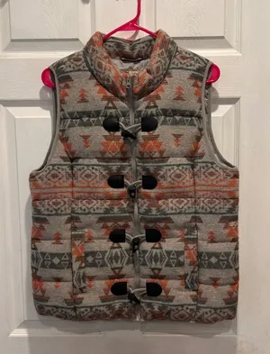 Ruff Hewn Womens Large Aztec Print Puffer‎ Vest Sleeveless Southwestern Full Zip thumbnail 1