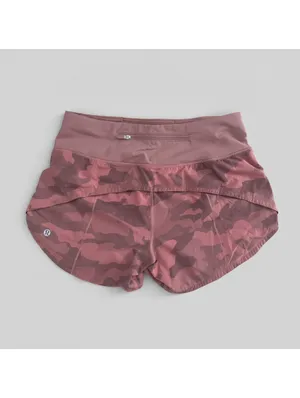 Lululemon Speed Up Short Tall 4 Pink Camo Running Athletic Lined Pocket thumbnail 2