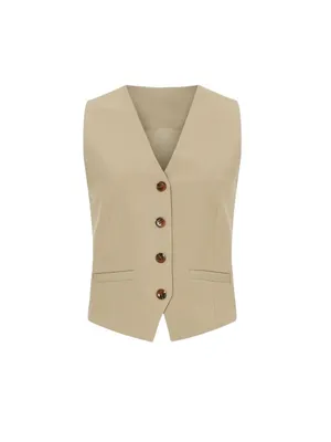 Samsoe Ramona Vest in Tan Medium Womens Sleeveless Tank Top thumbnail 11