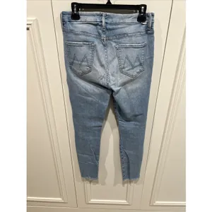 Mother High Waisted Looker Ankle Fray Jeans Blue Denim USA Made thumbnail 4