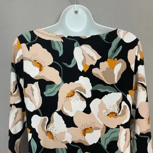 Ann Taylor Floral Top 3/4 Sleeves Boat Neck Size XS Rayon Stretch Jersey Graphic thumbnail 5