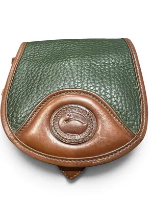 Vintage Dooney & Bourke All-Weather Leather coin purse in fir green and Britis thumbnail 2