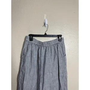 St. Tropez 100% Linen Striped Button Front Midi Skirt size M Coastal Utility thumbnail 6