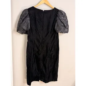 Jessica Howard Vintage Black Velvet Puff Sleeve Soutache‎ Cocktail Dress Size 14 thumbnail 6