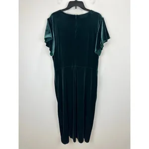 Lauren Ralph Lauren Velvet Flutter Sleeve Cocktail Midi Dress Green US 16 NWT thumbnail 10