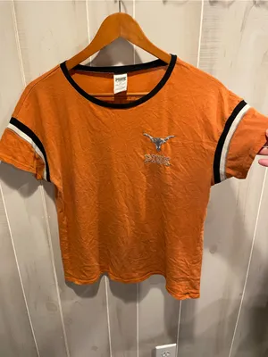 Cute Victoria’s Secret PINK texas longhorn sequin logo ringer t-shirt thumbnail 6