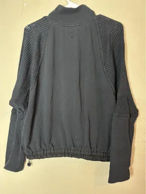 Free People Movement Black Ribbed Mock Neck Long Sleeve Pullover Sweatshirt thumbnail 6