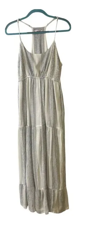 Liverpool Los Angeles tiered maxi dress vintage white & black boho sz Large thumbnail 1
