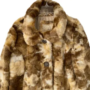 Daytrip Boho Tan Brown Cream Faux Fur Jacket Coat size medium NWOTS thumbnail 2