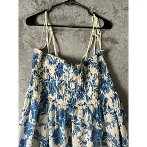 Lovelo Floral Smocked‎ Midi Dress Blue White Cottagecore Sundress 2XL Boho New thumbnail 2
