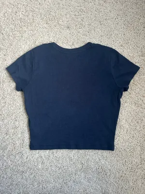 Hollister Navy Cotton Cropped Tee thumbnail 3