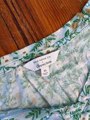 Rifle Paper Co. Green and White Floral Long Sleeve‎ Pajama Set Pants Shirt XL thumbnail 2