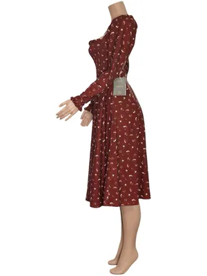 HOUSE OF CB Falabella Floral Midi Dress, Burgundy, XS thumbnail 5