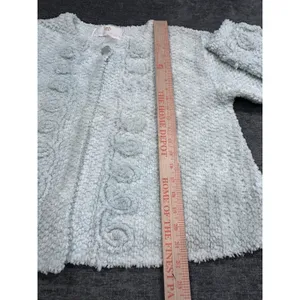 VTG STANHERMAN Womens Cardigan Chenille Crop Large Mint Green Preppy Barbie thumbnail 6