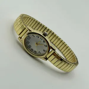 Gold-tone Oval Case Stainless Steel Stretch Band Women’s Watch Working thumbnail 4
