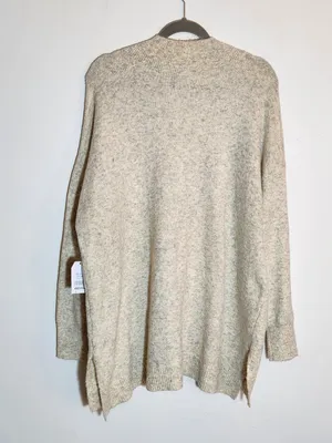 Time and Tru Cream Gray Oatmeal Fuzzy Oversized V-Neck Sweater Size XL NWT thumbnail 4