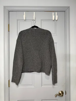 Universal Thread Gray Textured V-Neck Button Cardigan thumbnail 3