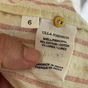 Ulla Johnson Yellow Cream Red Ruffle Tamsin Striped Flutter Mini Dress Size 6 thumbnail 4
