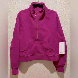 Lululemon NWT Scuba Oversized Funnel Neck Half Zip Ripened Raspberry Gold M L thumbnail 8