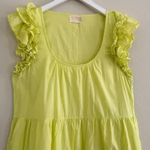 Nation LTD Luella Tiered Mini Dress in Tennis Ball Pima Cotton Pockets Sz Medium thumbnail 5