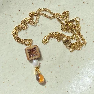 Handmade unique quality Czech glass beads & freshwater pearl necklace🌿✨ thumbnail 4