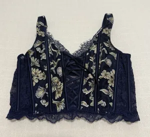 Victoria’s Secret Dream Angels Blue Embroidered Corset Look Bustier Top Sz XS thumbnail 1