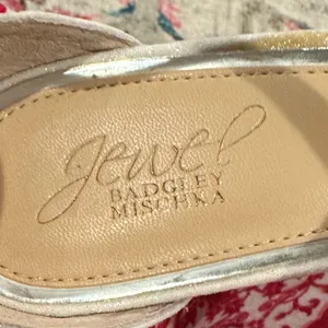 Jewel Badgley Jonna Mischka White Shimmer Sparkle Ankle Crisscross Heel Peep Toe thumbnail 8