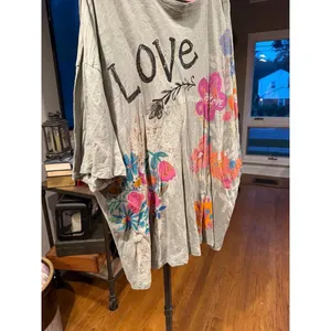 Natural Life oversized graphic tee distressed "Love" print alongside one size thumbnail 4