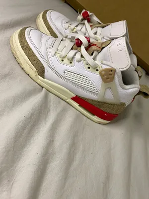 Kids size 3.5 Nike Jordan Spizike Low White Fire Red Desert Camo Men Casual Shoes thumbnail 2