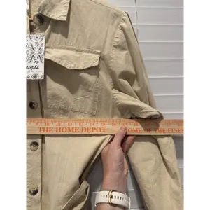 NEW‎ Free People Aubrey Belted Long Sleeve Utility Shirtdress in Cream Khaki XS thumbnail 9