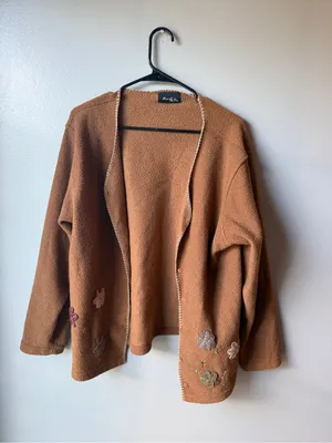 Floral Appliqué Open Front Cardigan Women’s XL thumbnail 2