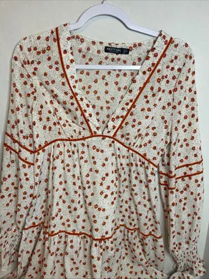 Nasty Gal Plant You See Maxi Dress, Size 4 Deep V-neck Floral Retro 70s Inspired thumbnail 2