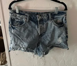 Ladies acid wash distressed denim jeans thumbnail 1