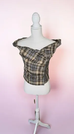 Cider Plaid Asymmetrical Top thumbnail 1