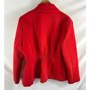 Calvin Klein Red Quilted Cinched Waist Coat Size Large thumbnail 4