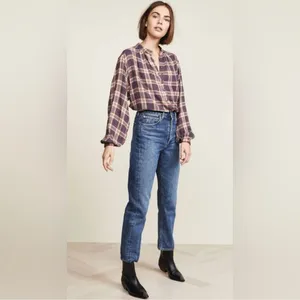 Free People Plaid Northern Bound Flannel Henley top size XS thumbnail 2