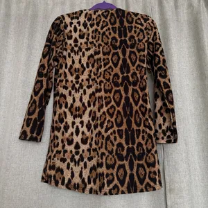 Leopard Print Women’s Long Sleeve PJ Top - Brown/Black size S thumbnail 3