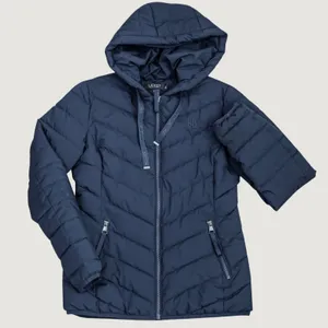 Lauren Ralph Lauren Puffer‎ Jacket Womens XS Navy Blue Chevron Quilted Hood Coat thumbnail 1