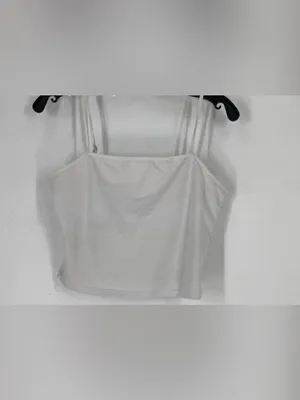 Alo White Spaghetti Strap Crop Camisole — Size M thumbnail 3