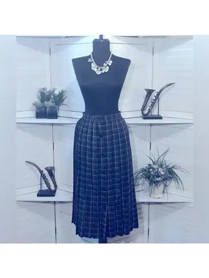 Vintage 60s 70s preppy wool skirt plaid blue pink school girl uniform academia S thumbnail 2