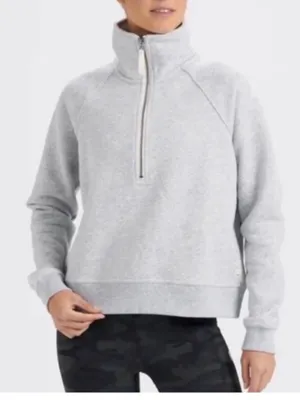 Vuori Restore Half Zip Fleece Pullover Long Sleeve Light Heather Gray Top Medium thumbnail 1