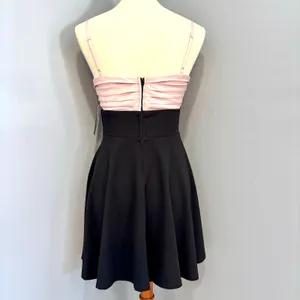 NWT City Studio Coquette Rosette Mini Dress Pink Black Fit Flare Whimsigoth thumbnail 3