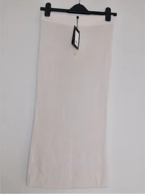 NWT Naadam Silk Cashmere Ribbed Knit Midi Skirt S Pebble Pencil High Waisted thumbnail 2